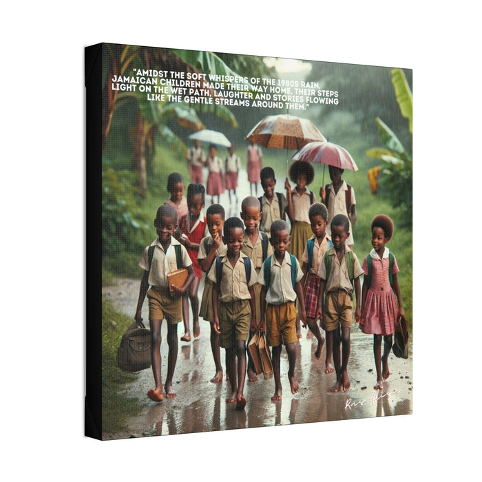 Rural Jamaican Kids Walking from School in the Rain in the 1970s Polyester Canvas