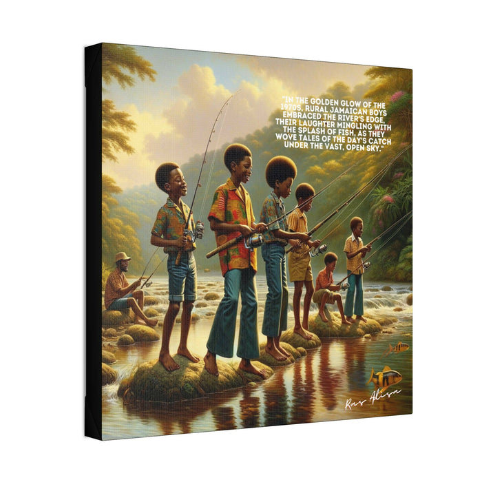 Jamaican Boys Fishing in the 1970s #2 Polyester Canvas