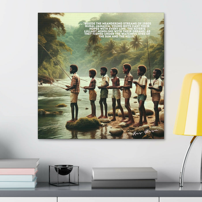 Jamaican Boys Fishing in the 1980s #2 Polyester Canvas