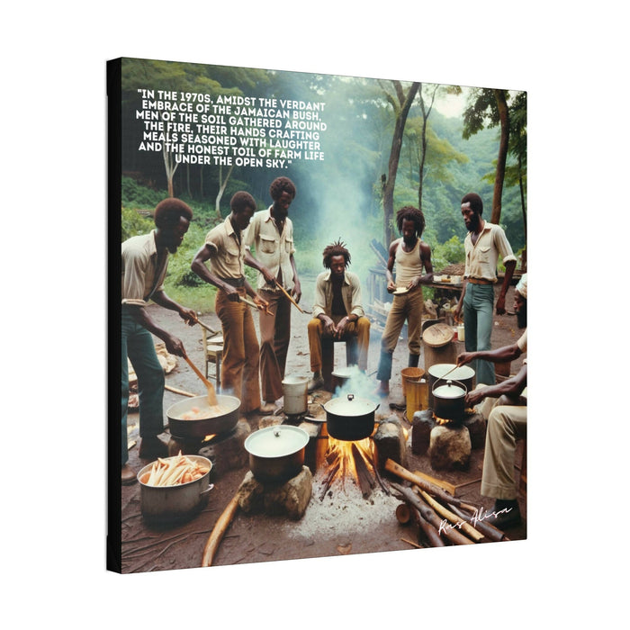 Rural Jamaican Men Cooking Outside in the 1970s Polyester Canvas