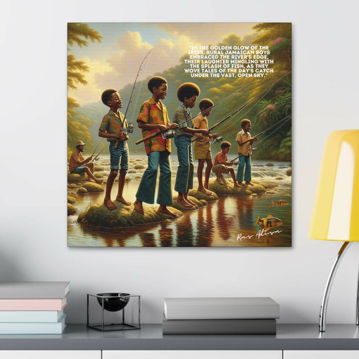Jamaican Boys Fishing in the 1970s #2 Polyester Canvas