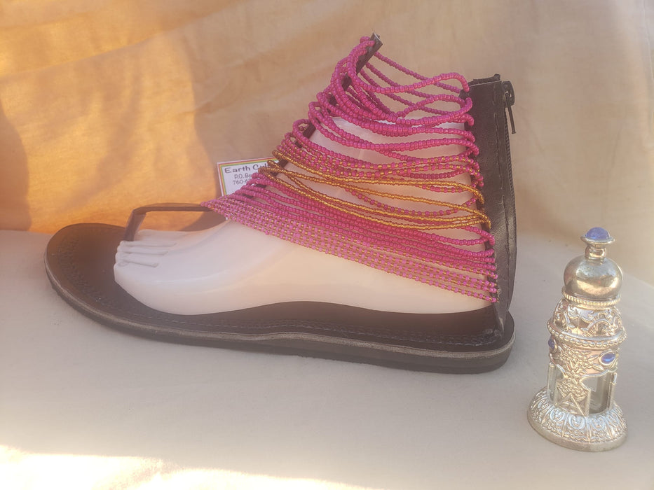 Pink Bead Masai Ring Toe Sandal