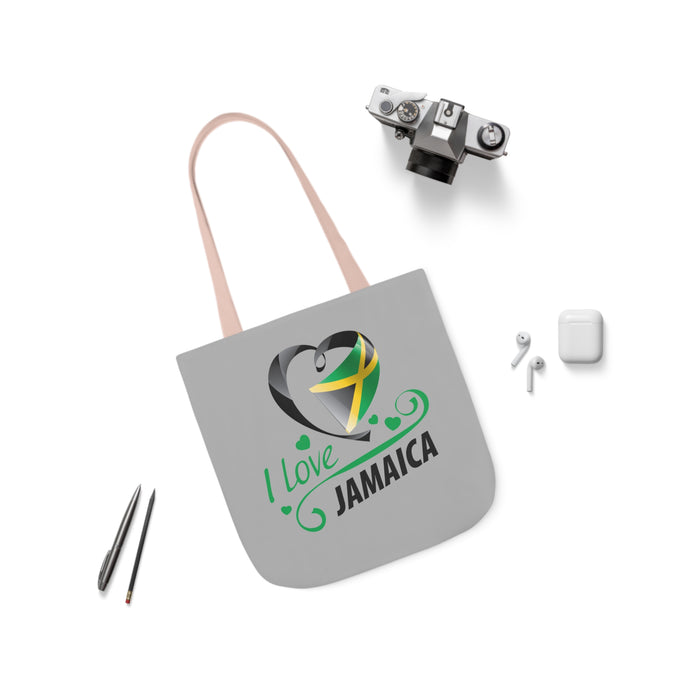 I Love Jamaica Canvas Tote Bag, 5-Color Straps