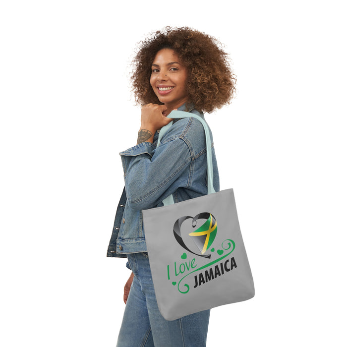 I Love Jamaica Canvas Tote Bag, 5-Color Straps