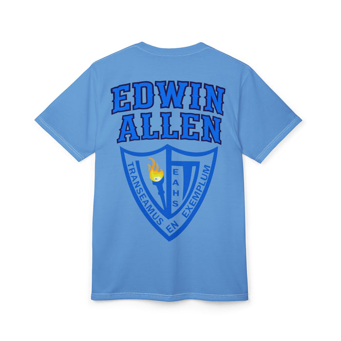 EAHS Edwin Allen High School Blue Tee - Edwin Allen Front - Crest Back -Unisex Microfiber T-Shirt EAHS Edwin Allen High School Blue Tee - Edwin Allen Front - Crest Back -Unisex Microfiber T-Shirt