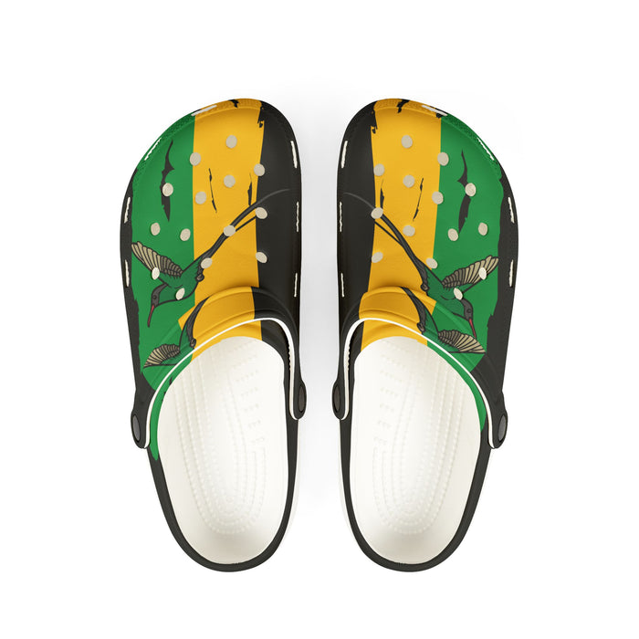 Jamaica Flag  Unisex EVA Foam Rubber Shoes/Slip-ons (CLOGS) (Black, Gold, & Green)