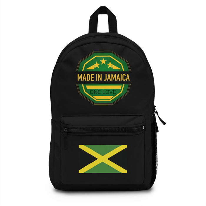 Made In Jamaica Black Backpack With Flag