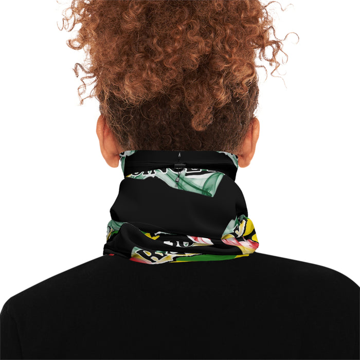 Winter Black Neck Gaiter With Drawstring (Rastafari)