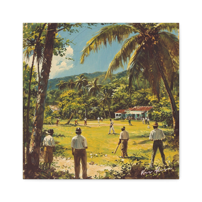 Rural Jamaica Folk Art Cricket 1900s Polyester Canvas