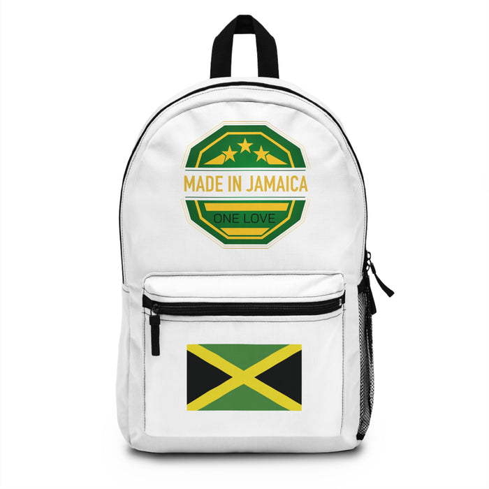 Made In Jamaica White Backpack With Flag