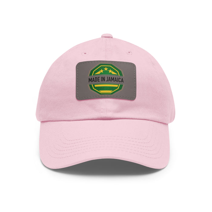 Made in Jamaica Dad Hat with Leather Patch (Rectangle)