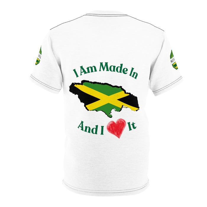 Made In Jamaica Logo Map Heart White Unisex Tee