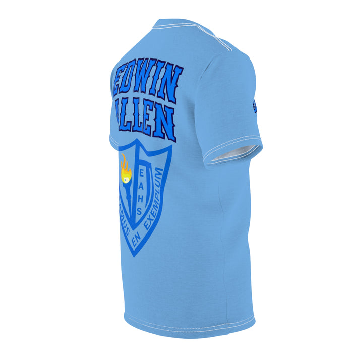 EAHS Edwin Allen High School Blue Tee - Edwin Allen Front - Crest Back -Unisex Microfiber T-Shirt EAHS Edwin Allen High School Blue Tee - Edwin Allen Front - Crest Back -Unisex Microfiber T-Shirt