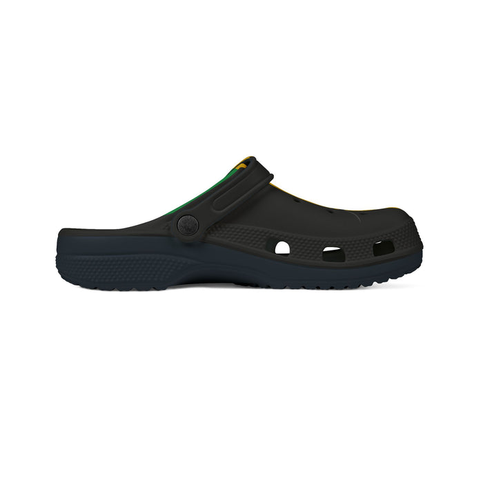 Jamaica Flag  Unisex EVA Foam Rubber Shoes/Slip-ons (CLOGS) (Black, Gold, & Green)