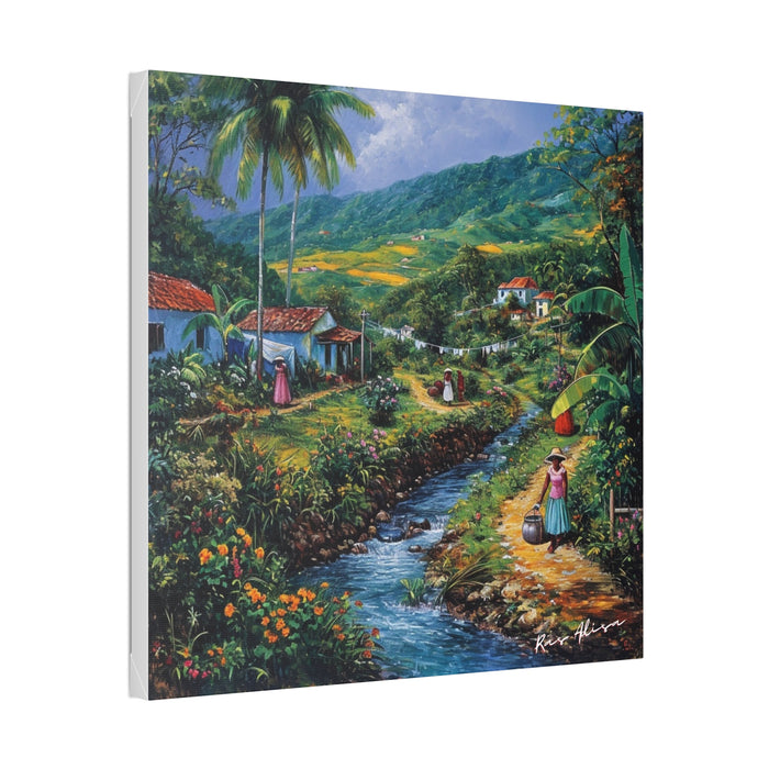 Rural Jamaica Folk Art River walk I 1900s Polyester Canvas
