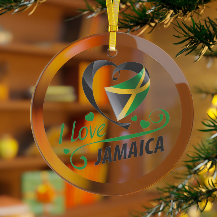 I Love Jamaica Glass Ornaments