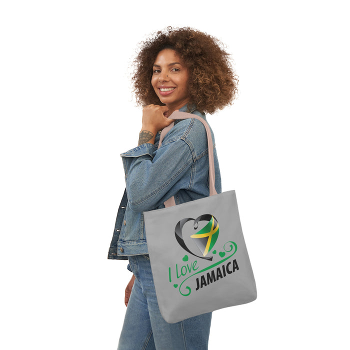 I Love Jamaica Canvas Tote Bag, 5-Color Straps