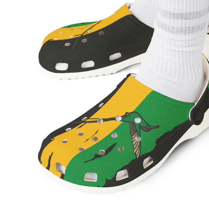 Jamaica Flag  Unisex EVA Foam Rubber Shoes Slip-ons CLOGS - Black, Gold, & Green