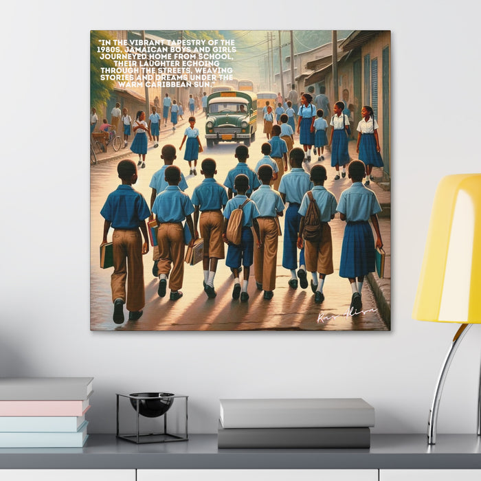 Jamaican Children Walking home in the 1980s Polyester Canvas
