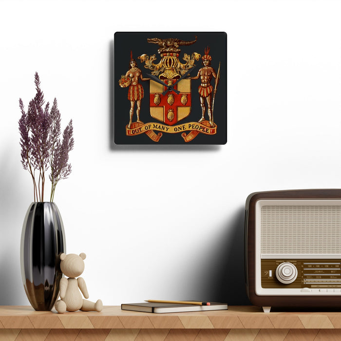 Acrylic Jamaica Coat of Arms Wall Clock