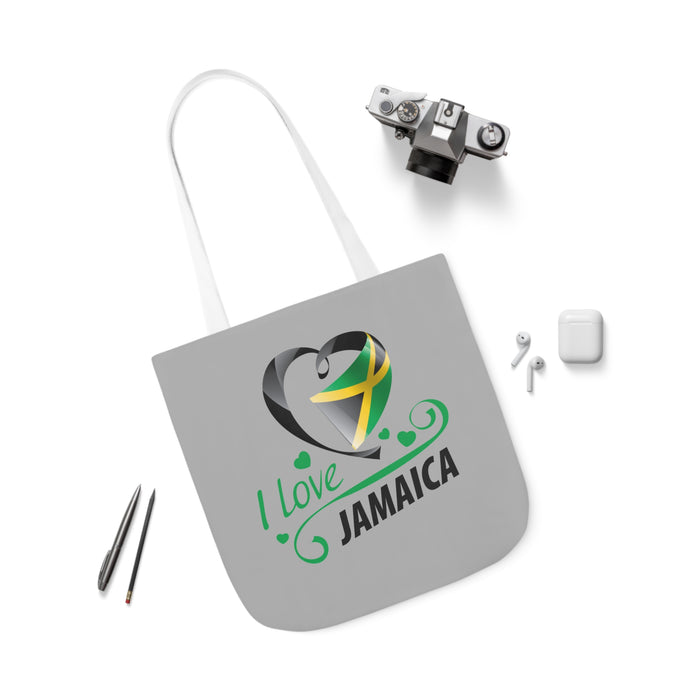 I Love Jamaica Canvas Tote Bag, 5-Color Straps