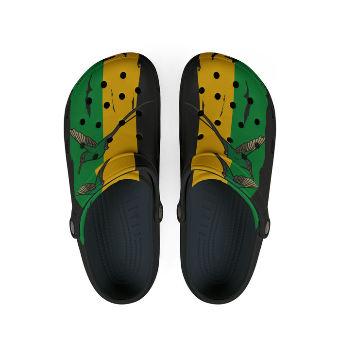 Jamaica Flag  Unisex EVA Foam Rubber Shoes/Slip-ons (CLOGS) (Black, Gold, & Green)