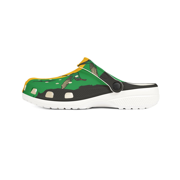 Jamaica Flag  Unisex EVA Foam Rubber Shoes Slip-ons CLOGS - Black, Gold, & Green