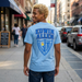  EAHS Edwin Allen High School Blue Tee - Edwin Allen Front - Crest Back -Unisex Microfiber T-Shirt