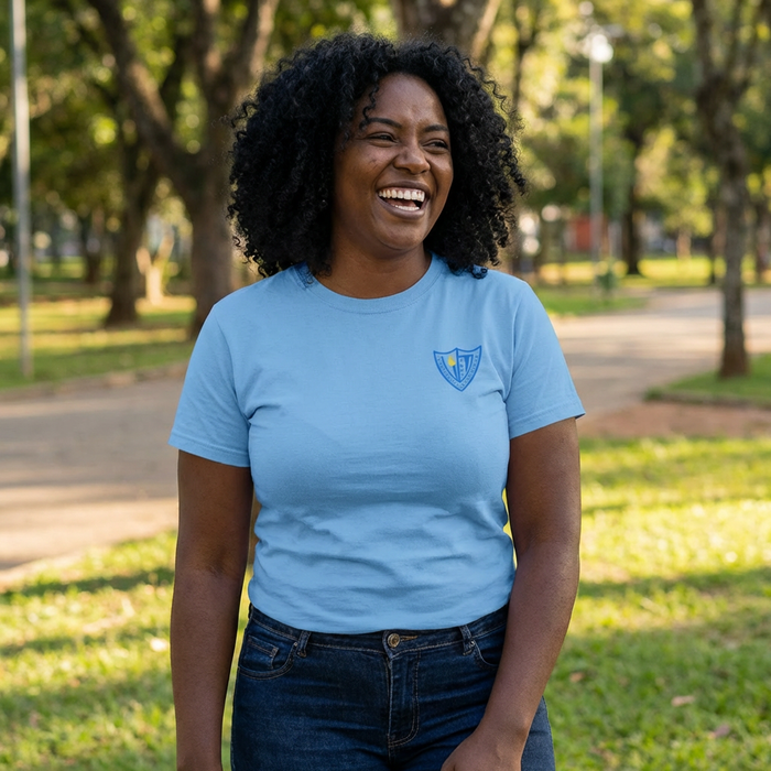 EAHS Edwin Allen Blue Tee - Crest Front - Built on Speed Back - Unisex T-Shirt EAHS Edwin Allen Blue Tee - Crest Front - Built on Speed Back - Unisex T-Shirt