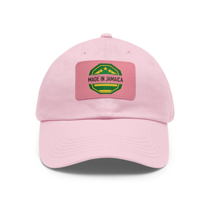 Made in Jamaica Dad Hat with Leather Patch (Rectangle)