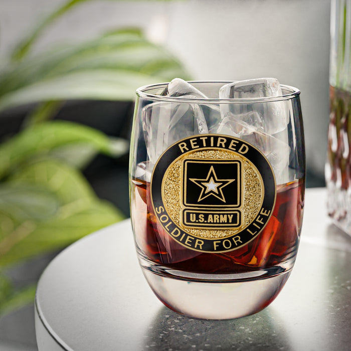 Custom Whiskey Glass (Retired Army)