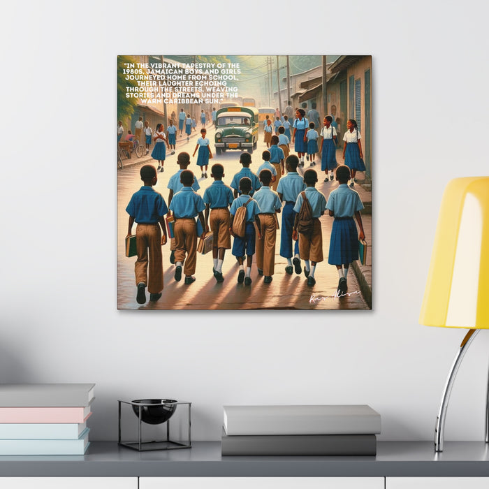 Jamaican Children Walking home in the 1980s Polyester Canvas