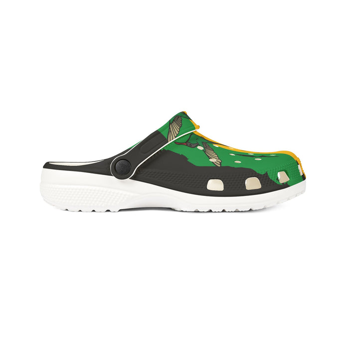 Jamaica Flag  Unisex EVA Foam Rubber Shoes/Slip-ons (CLOGS) (Black, Gold, & Green)