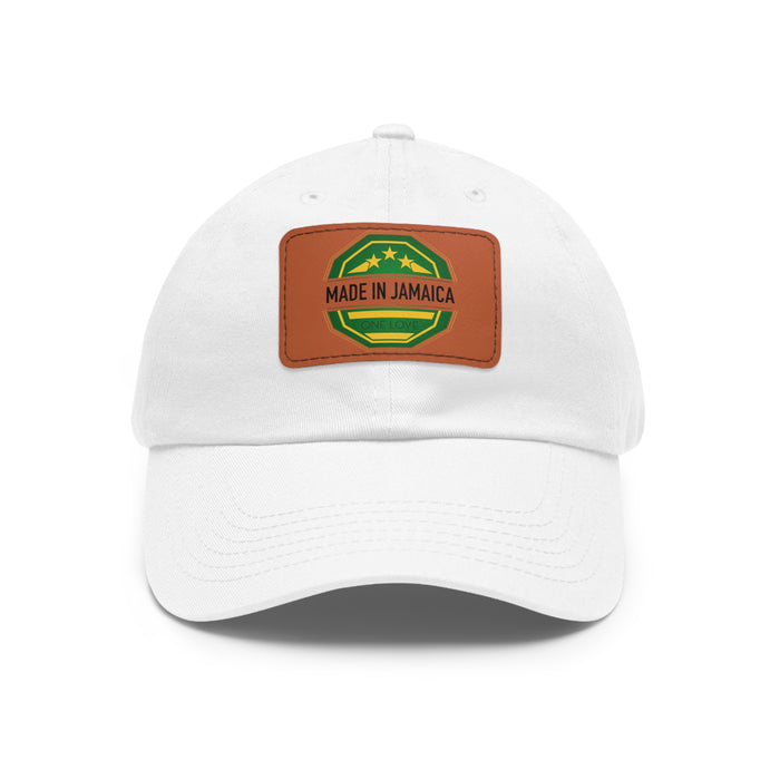 Made in Jamaica Dad Hat with Leather Patch (Rectangle)