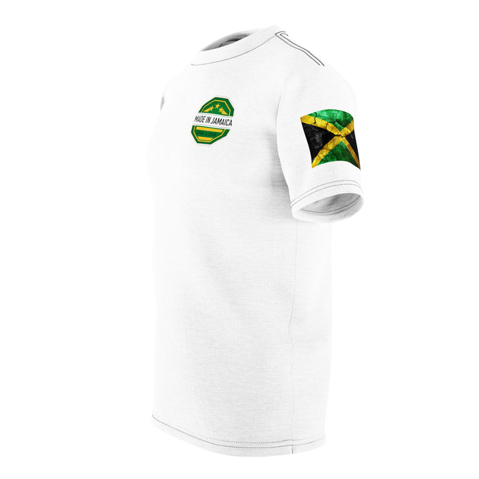 Made In Jamaica Logo and Flag White Unisex Tee