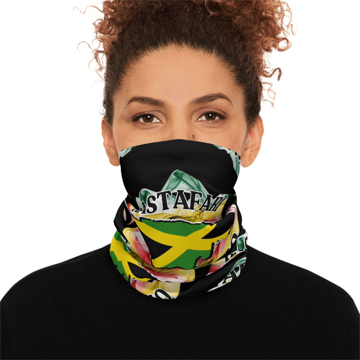 Winter Black Neck Gaiter With Drawstring (Rastafari)