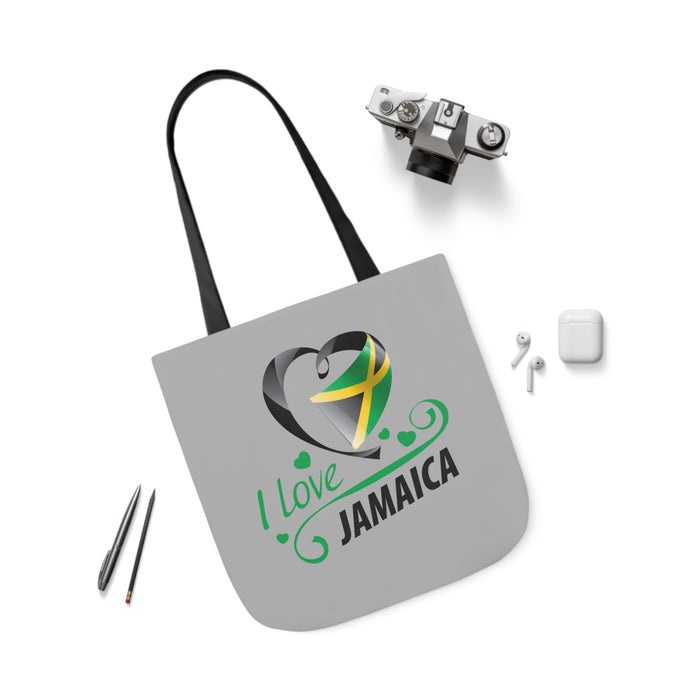 I Love Jamaica Canvas Tote Bag, 5-Color Straps