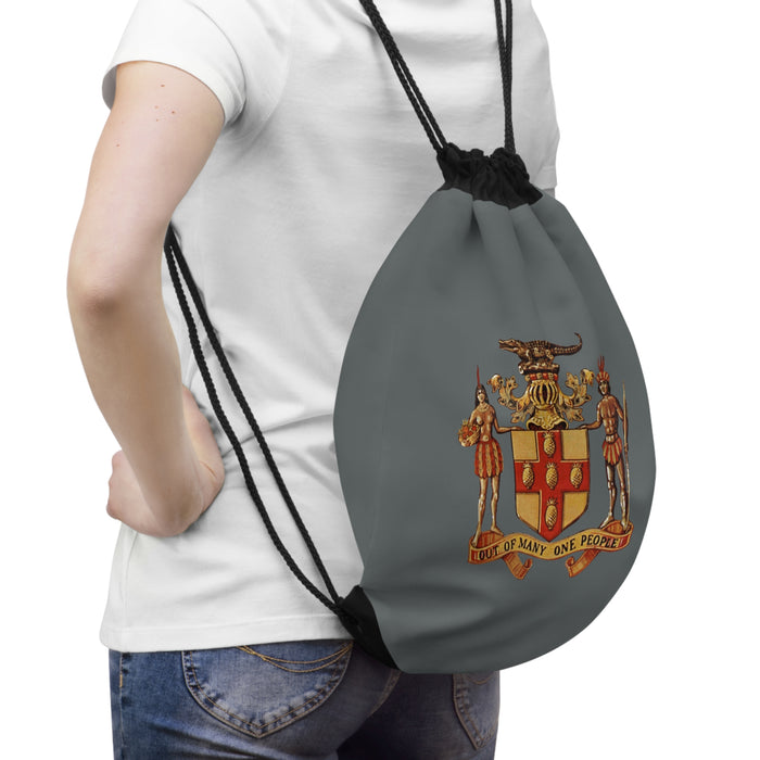 I love Jamaica Grey Drawstring Bag