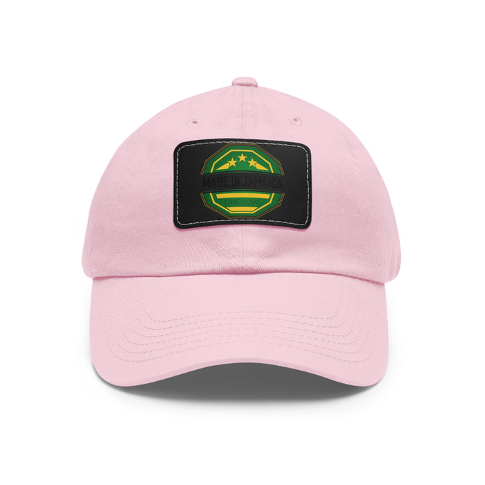 Made in Jamaica Dad Hat with Leather Patch (Rectangle)