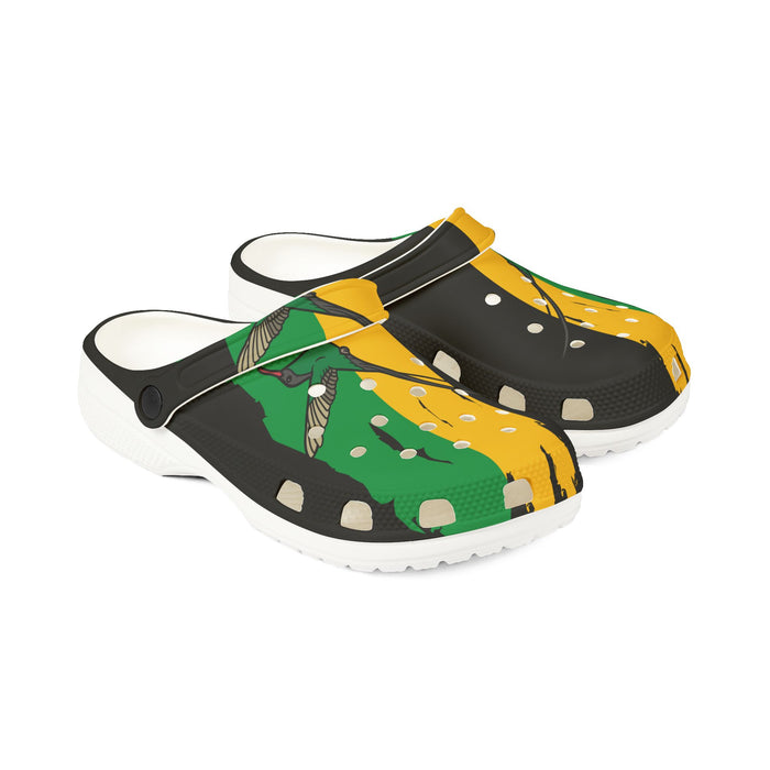 Jamaica Flag  Unisex EVA Foam Rubber Shoes/Slip-ons (CLOGS) (Black, Gold, & Green)