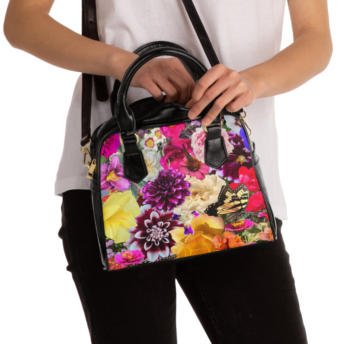 Artistic Flower Design Shoulder Handbag