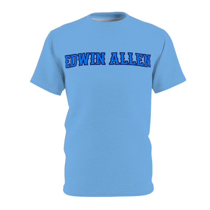 EAHS Edwin Allen High School Blue Tee - Edwin Allen Front - Crest Back -Unisex Microfiber T-Shirt EAHS Edwin Allen High School Blue Tee - Edwin Allen Front - Crest Back -Unisex Microfiber T-Shirt