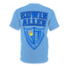  EAHS Edwin Allen High School Blue Tee - Edwin Allen Front - Crest Back -Unisex Microfiber T-Shirt