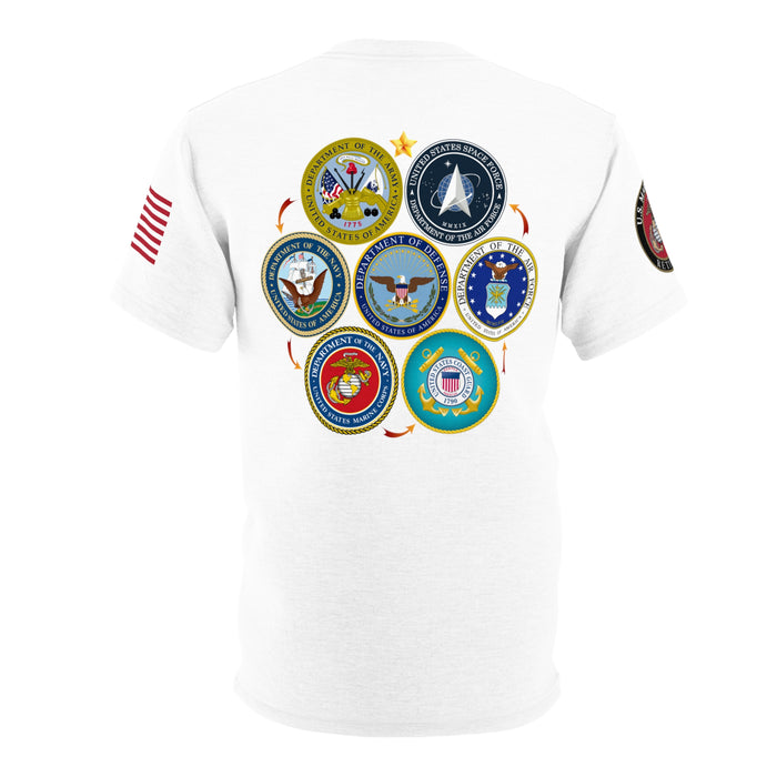 White Unisex Cut & Sew Tee, Military Retiree, USMC