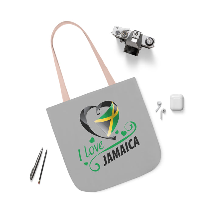 I Love Jamaica Canvas Tote Bag, 5-Color Straps