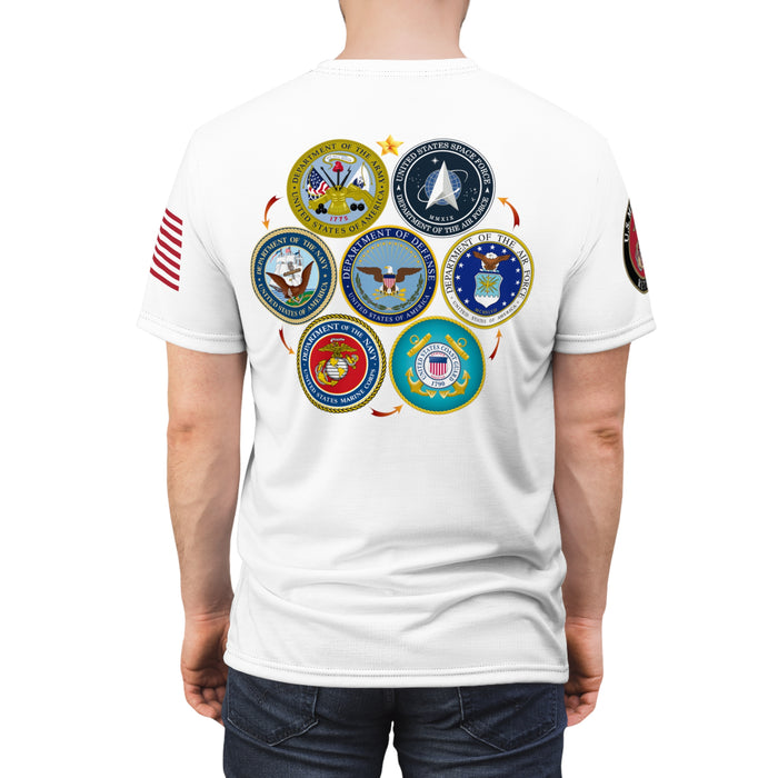 White Unisex Cut & Sew Tee, Military Retiree, USMC