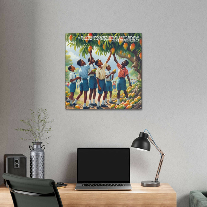 Rural Jamaican Schoolboys Picking Mango in the 1980s Polyester Canvas