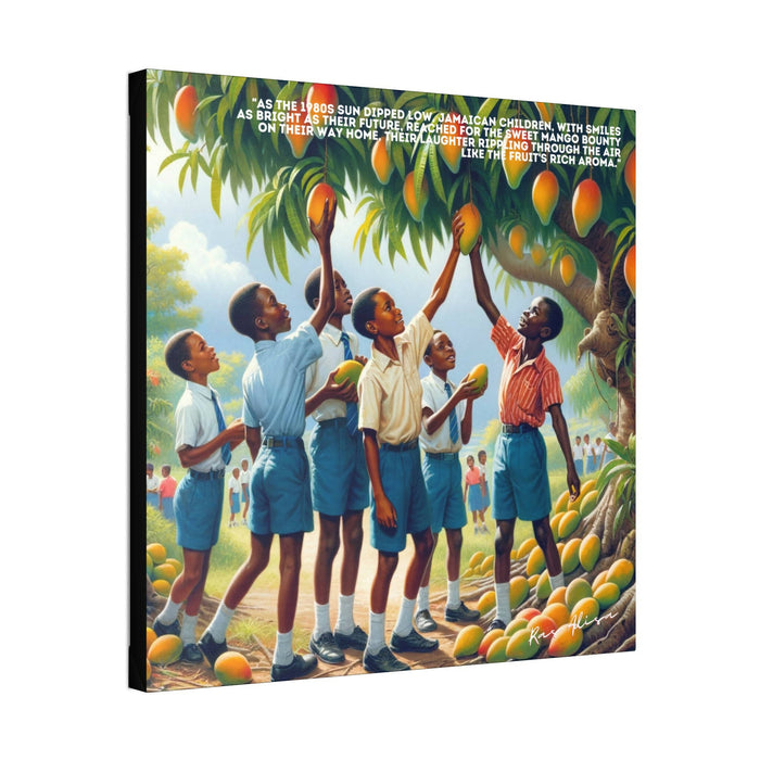 Rural Jamaican Schoolboys Picking Mango in the 1980s Polyester Canvas