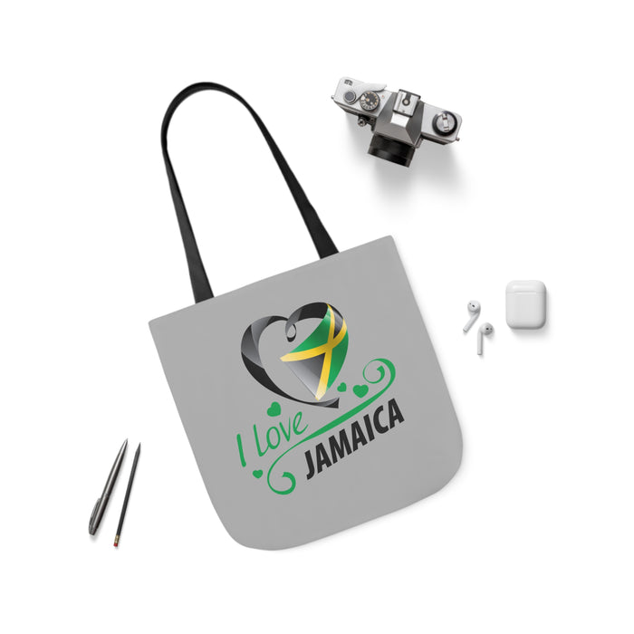 I Love Jamaica Canvas Tote Bag, 5-Color Straps