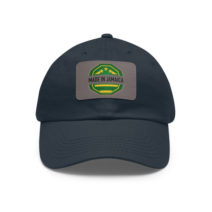 Made in Jamaica Dad Hat with Leather Patch (Rectangle)